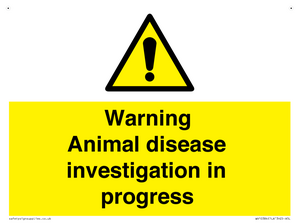 Warning Animal disease investigation in progress